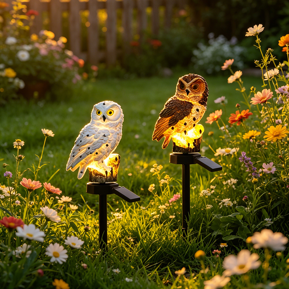 Smart Garden Light Camera - Owl Solar Light, Resin Owl Ground