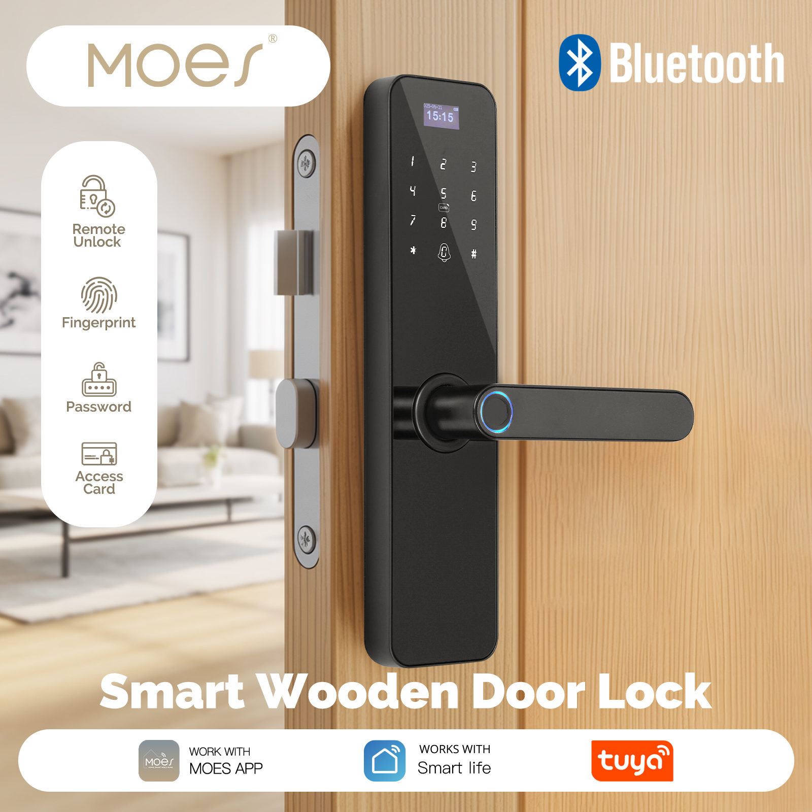 MOES Bluetooth Smart Wooden Do - огляд і ціна Smart Garden Gate Lock