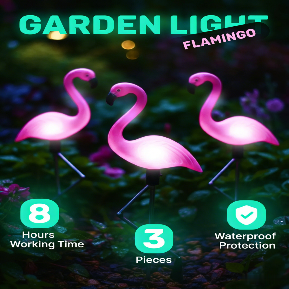 3Pcs Solar Powered Flamingo Gr - огляд і ціна Smart Zen Garden