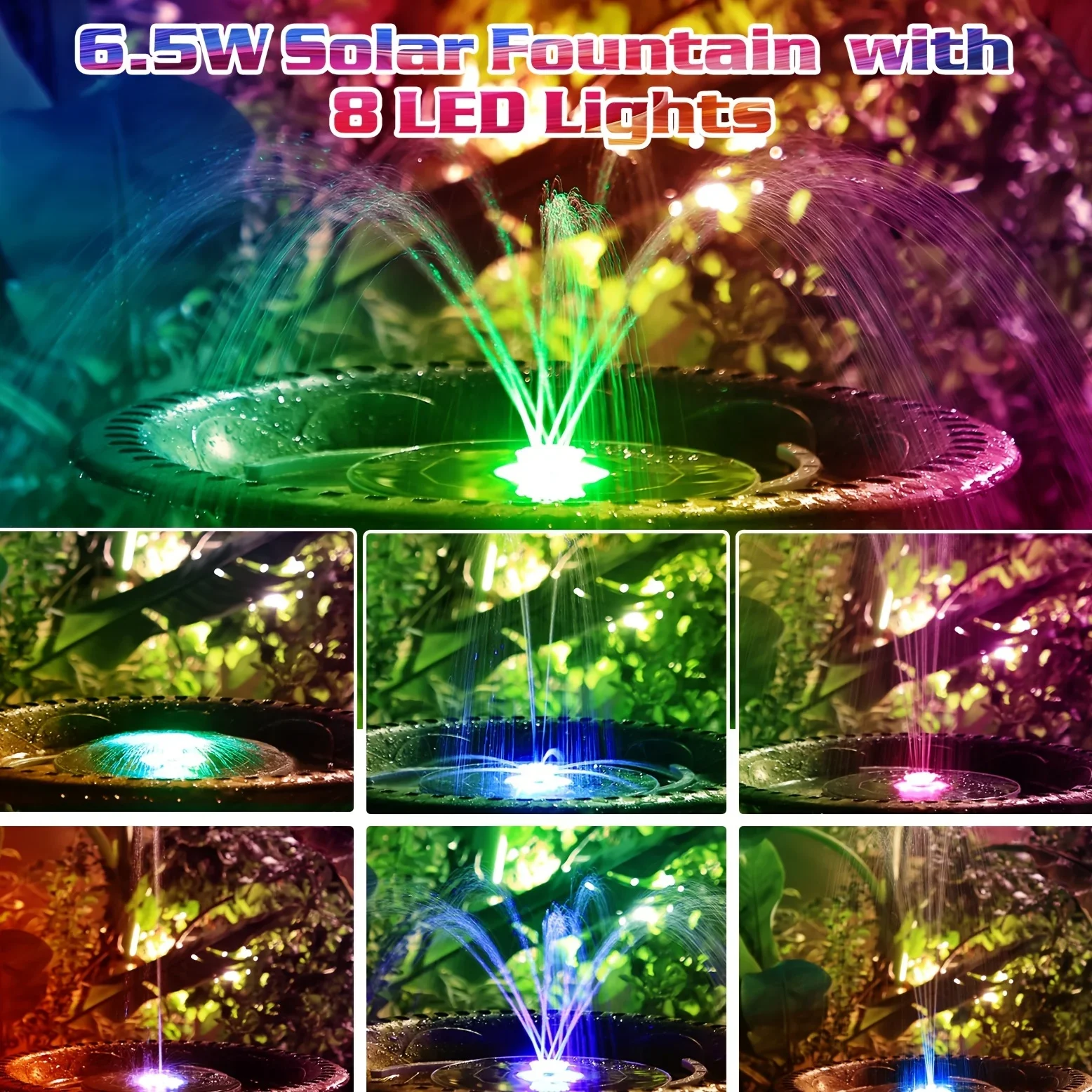 6.5W LED Solar Fountain Pump w - огляд і ціна Smart Garden Light Camera